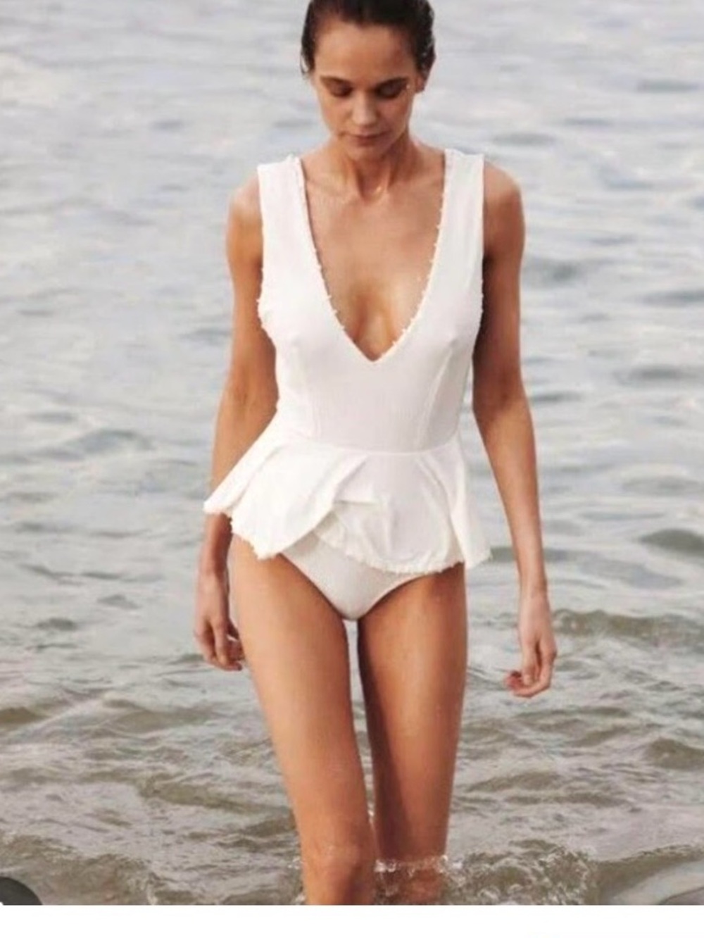 MARYSIA SWIM DEEP V PEPLUM SWIMSUIT